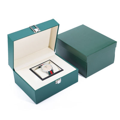 Plain Supple Faux Leather Watch Case Watch Packaging Box With Buckle Closure