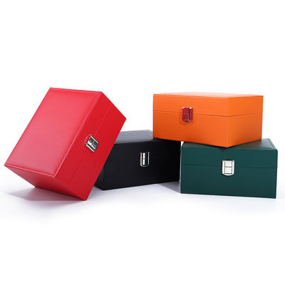 Plain Supple Faux Leather Watch Case Watch Packaging Box With Buckle Closure