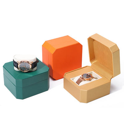 Octagonal Sleek Luxury Leather Watch Box With Soft Velvet Lining For Gift