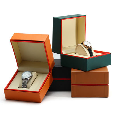 Luxurious Dust-Proof PU Leather Watch Case with Red Internal Surrounding Edge