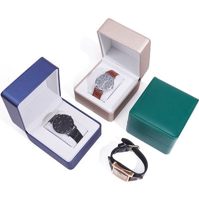 Buy Brush Grain Smooth Faux Leather Watch Storage Box Handmade Chic Luxury Packaging for Men online manufacture