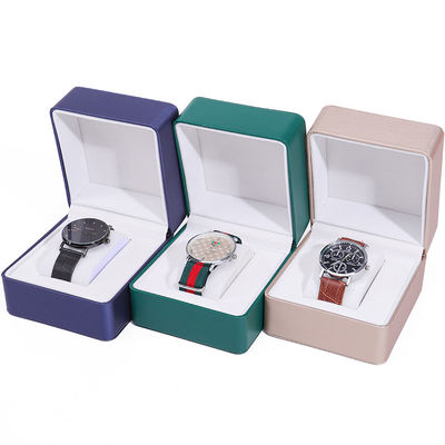 Brush Finishing Faux Leather Watch Storage Box Square Luxury Holder for Valentine's Day