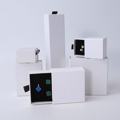Wholesale manufacturing Eco Friendly high quality gift Jewellery Box Personalized Custom Ring Necklace Earring Bracelet Packaging white Cardboard Paper Drawer Jewelry Box with logo