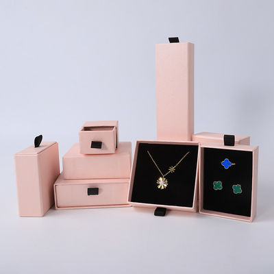 Wholesale manufacturing Eco Friendly high quality gift Jewellery Box Personalized Custom Ring Necklace Earring Bracelet Packaging pink Cardboard Paper Drawer Jewelry Box with logo