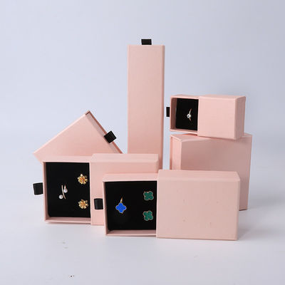 Wholesale manufacturing Eco Friendly high quality gift Jewellery Box Personalized Custom Ring Necklace Earring Bracelet Packaging pink Cardboard Paper Drawer Jewelry Box with logo