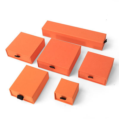 Buy Wholesale manufacturing Eco Friendly high quality gift Jewellery Box Personalized Custom Ring Necklace Earring Bracelet Packaging Orange Cardboard Paper Drawer Jewelry Box with logo online manufacture