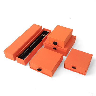Wholesale manufacturing Eco Friendly high quality gift Jewellery Box Personalized Custom Ring Necklace Earring Bracelet Packaging Orange Cardboard Paper Drawer Jewelry Box with logo