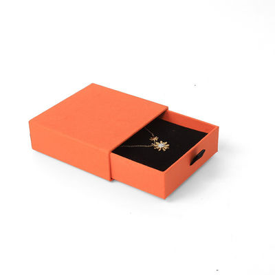 Wholesale manufacturing Eco Friendly high quality gift Jewellery Box Personalized Custom Ring Necklace Earring Bracelet Packaging Orange Cardboard Paper Drawer Jewelry Box with logo