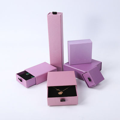 Wholesale manufacturing Eco Friendly high quality gift Jewellery Box Personalized Custom Ring Necklace Earring Bracelet Packaging Purple Cardboard Paper Drawer Jewelry Box with logo