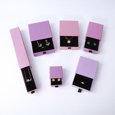 Wholesale manufacturing Eco Friendly high quality gift Jewellery Box Personalized Custom Ring Necklace Earring Bracelet Packaging Purple Cardboard Paper Drawer Jewelry Box with logo