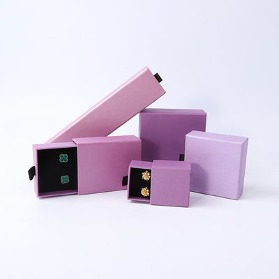 Wholesale manufacturing Eco Friendly high quality gift Jewellery Box Personalized Custom Ring Necklace Earring Bracelet Packaging Purple Cardboard Paper Drawer Jewelry Box with logo
