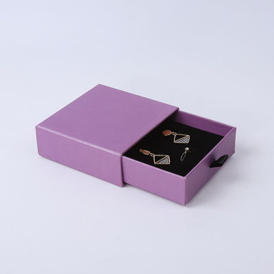 Wholesale manufacturing Eco Friendly high quality gift Jewellery Box Personalized Custom Ring Necklace Earring Bracelet Packaging Purple Cardboard Paper Drawer Jewelry Box with logo