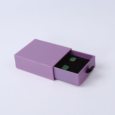 Wholesale manufacturing Eco Friendly high quality gift Jewellery Box Personalized Custom Ring Necklace Earring Bracelet Packaging Purple Cardboard Paper Drawer Jewelry Box with logo