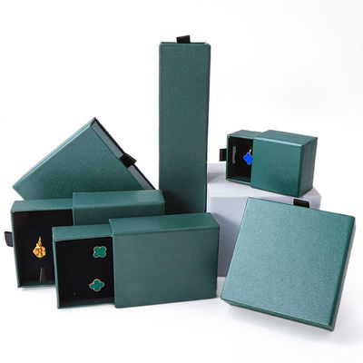 Wholesale manufacturing Eco Friendly high quality gift Jewellery Box Personalized Custom Ring Necklace Earring Bracelet Packaging green Cardboard Paper Drawer Jewelry Box with logo
