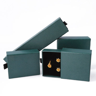 Wholesale manufacturing Eco Friendly high quality gift Jewellery Box Personalized Custom Ring Necklace Earring Bracelet Packaging green Cardboard Paper Drawer Jewelry Box with logo
