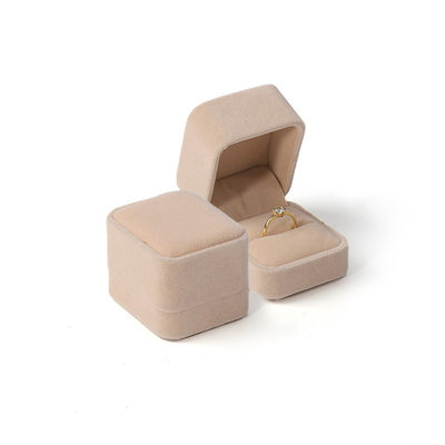 Luxury Double Ring Box Personalized Custom Velvet High End Jewellery Engagement Ring Packaging Box