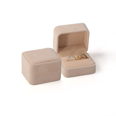 Buy Luxury Double Ring Box Personalized Custom Velvet High End Jewellery Engagement Ring Packaging Box online manufacture