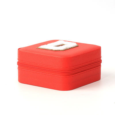 Portable Small Leather Red Jewelry Storage Box Overall Display