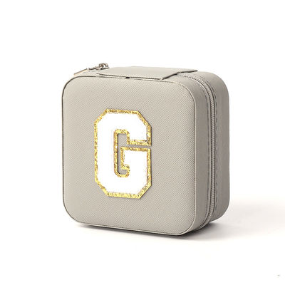 Small Leather Gray Jewelry Organizer Travel Case Jewelry Storage Box