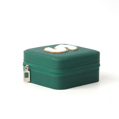 Jewellery Gift Storage Box Custom Portable Small Leather Dark Green Jewelry Organizer  Jewelry Storage Box