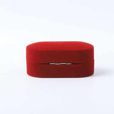 Luxury Jewellery Box Personalized Custom Red Velvet Jewelry Packaging Wedding Engagement Double Ring Box
