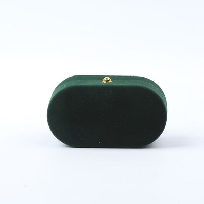 Buy Wholesale Manufacturing Luxury Jewellery Box Personalized Custom Green Velvet Jewelry Packaging Wedding Engagement Double Ring Box With Logo online manufacture