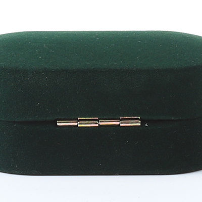 Wholesale Manufacturing Luxury Jewellery Box Personalized Custom Green Velvet Jewelry Packaging Wedding Engagement Double Ring Box With Logo