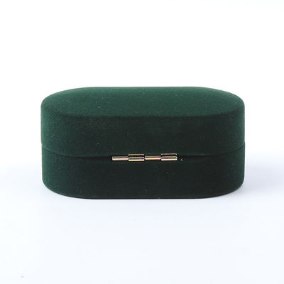 Wholesale Manufacturing Luxury Jewellery Box Personalized Custom Green Velvet Jewelry Packaging Wedding Engagement Double Ring Box With Logo