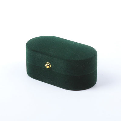 Wholesale Manufacturing Luxury Jewellery Box Personalized Custom Green Velvet Jewelry Packaging Wedding Engagement Double Ring Box With Logo