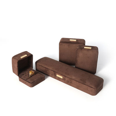 Wholesale manufacturing Luxury Jewellery Box Personalized Custom high end Necklace Bracelet Earrings Ring jewelry set Packaging Velvet brown Jewelry Box with logo
