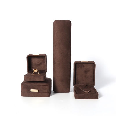 Wholesale manufacturing Luxury Jewellery Box Personalized Custom high end Necklace Bracelet Earrings Ring jewelry set Packaging Velvet brown Jewelry Box with logo