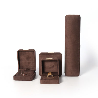 Wholesale manufacturing Luxury Jewellery Box Personalized Custom high end Necklace Bracelet Earrings Ring jewelry set Packaging Velvet brown Jewelry Box with logo