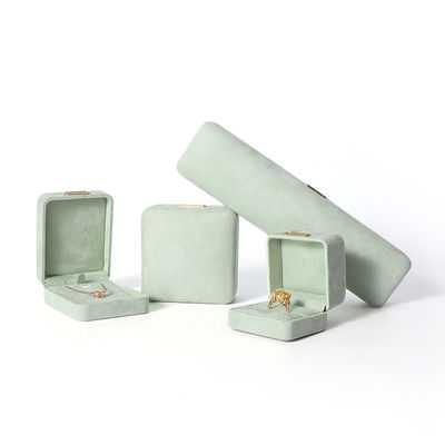 Wholesale manufacturing Luxury Jewellery Box Personalized Custom high end Necklace Bracelet Earrings Ring jewelry set Packaging Velvet light green Jewelry Box with logo