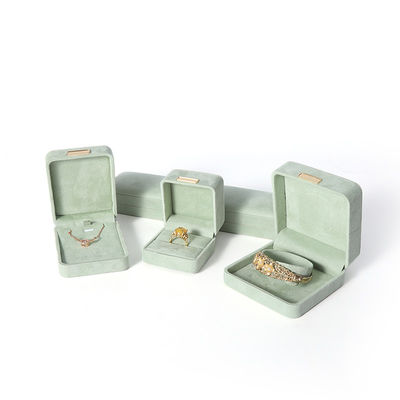 Wholesale manufacturing Luxury Jewellery Box Personalized Custom high end Necklace Bracelet Earrings Ring jewelry set Packaging Velvet light green Jewelry Box with logo