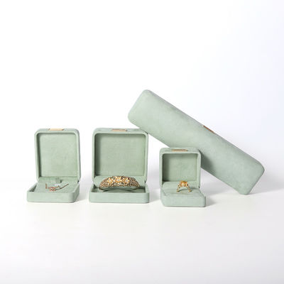 Wholesale manufacturing Luxury Jewellery Box Personalized Custom high end Necklace Bracelet Earrings Ring jewelry set Packaging Velvet light green Jewelry Box with logo