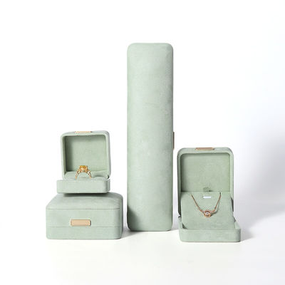 Wholesale manufacturing Luxury Jewellery Box Personalized Custom high end Necklace Bracelet Earrings Ring jewelry set Packaging Velvet light green Jewelry Box with logo