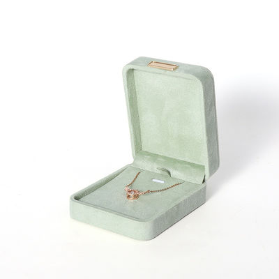 Octagonal light green Velvet Jewelry Box customizable flip Jewellery Box With Golden patch