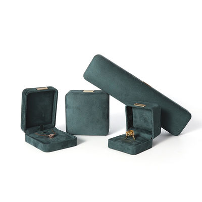 Wholesale manufacturing Luxury Jewellery Box Personalized Custom high end Necklace Bracelet Earrings Ring jewelry set Packaging Velvet dark green Jewelry Box with logo