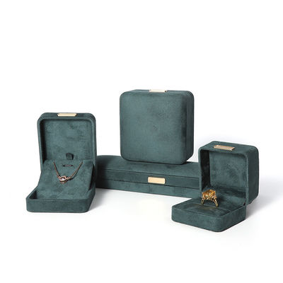 Wholesale manufacturing Luxury Jewellery Box Personalized Custom high end Necklace Bracelet Earrings Ring jewelry set Packaging Velvet dark green Jewelry Box with logo