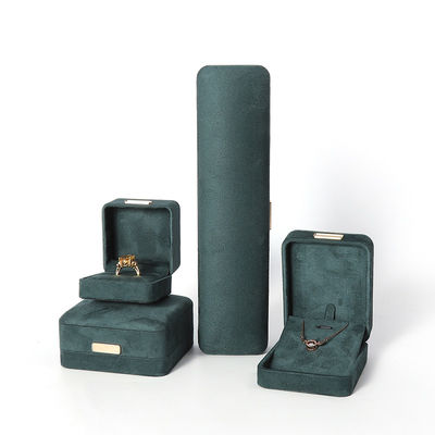 Wholesale manufacturing Luxury Jewellery Box Personalized Custom high end Necklace Bracelet Earrings Ring jewelry set Packaging Velvet dark green Jewelry Box with logo