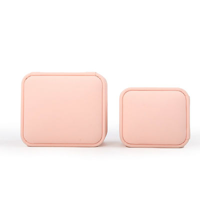 Wholesale Jewellery Packaging Ring Box Custom Jewelry Packaging Luxury pink Leather jewelry double Ring Box for Wedding Engagement