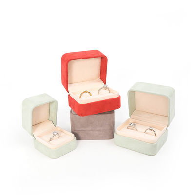 Wholesale High End Jewellery Packaging Ring Box Custom logo Jewelry Packaging Luxury Double Wedding Engagement Velvet Ring Box