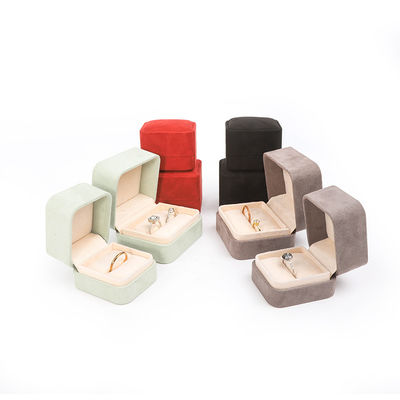 Wholesale High End Jewellery Packaging Ring Box Custom logo Jewelry Packaging Luxury Double Wedding Engagement Velvet Ring Box