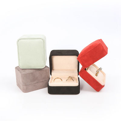 Wholesale High End Jewellery Packaging Ring Box Custom logo Jewelry Packaging Luxury Double Wedding Engagement Velvet Ring Box