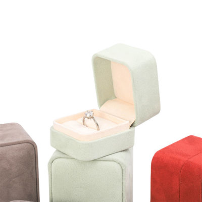 Wholesale High End Jewellery Packaging Ring Box Custom logo Jewelry Packaging Luxury Double Wedding Engagement Velvet Ring Box