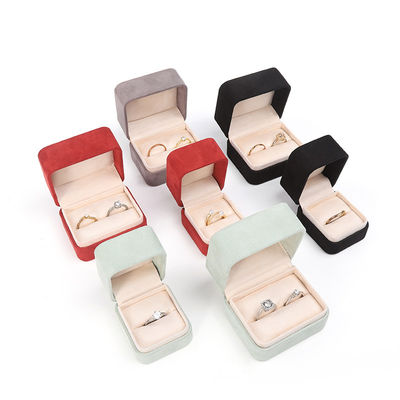 Wholesale High End Jewellery Packaging Ring Box Custom logo Jewelry Packaging Luxury Double Wedding Engagement Velvet Ring Box