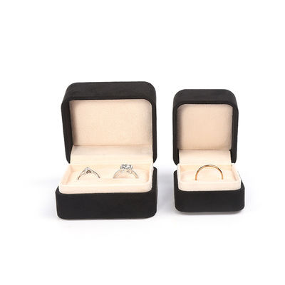 Wholesale High End Jewellery Packaging Ring Box Custom logo Jewelry Packaging Luxury Double Wedding Engagement Velvet Ring Box