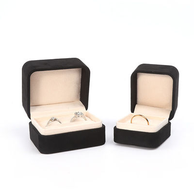 Wholesale High End Jewellery Packaging Ring Box Custom logo Jewelry Packaging Luxury Double Wedding Engagement Velvet Ring Box