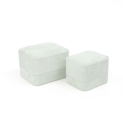 Wholesale Jewellery Packaging Ring Box Custom Jewelry Packaging Luxury Double Wedding Engagement Green Velvet Ring Box with logo