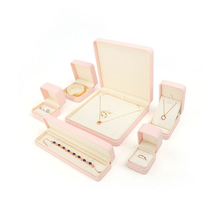 Customizable Premium Pink Leather Jewelry Box For Rings Storage